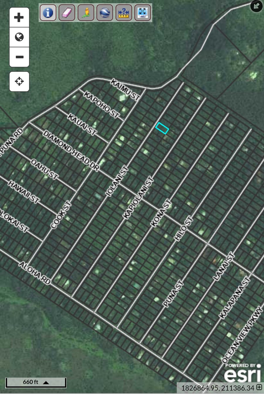Parcel map showing the lot's location on Iolani St in the Black Sands subdivision